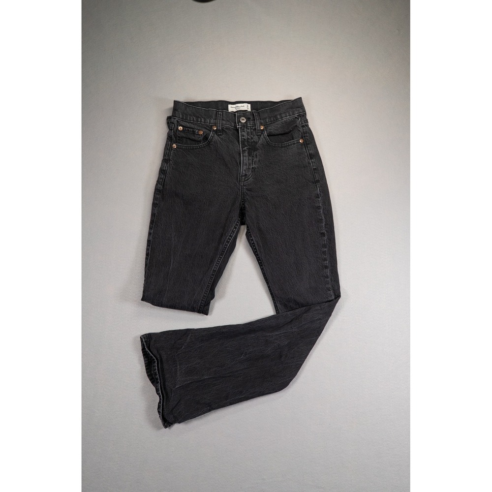 Abercrombie & Fitch Curve Love Bootcut Mid Rise Jeans Black Denim 26/2 Short